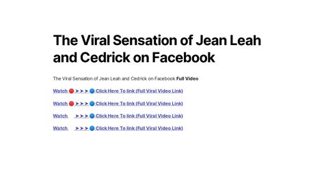 jean leah cedrick viral|Unraveling: JeanLeah and Cedrick viral video.